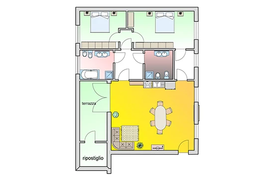 Brescia: appartamenti Cascina Volta - Planimetria trilocale Glicine