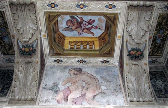 Brescia: Palazzo Calini Gambara - Dettaglio soffitto affrescato