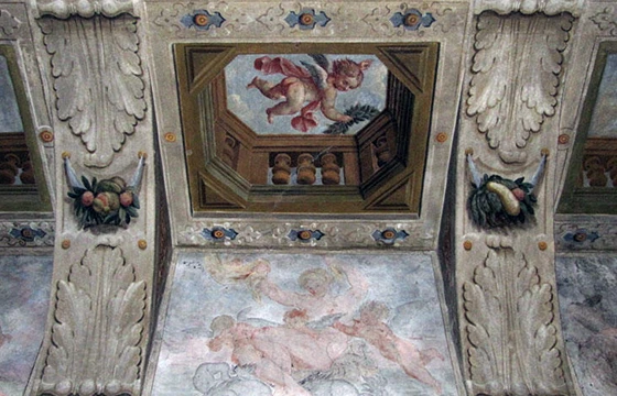 Brescia: Palazzo Calini Gambara - Dettaglio soffitto affrescato